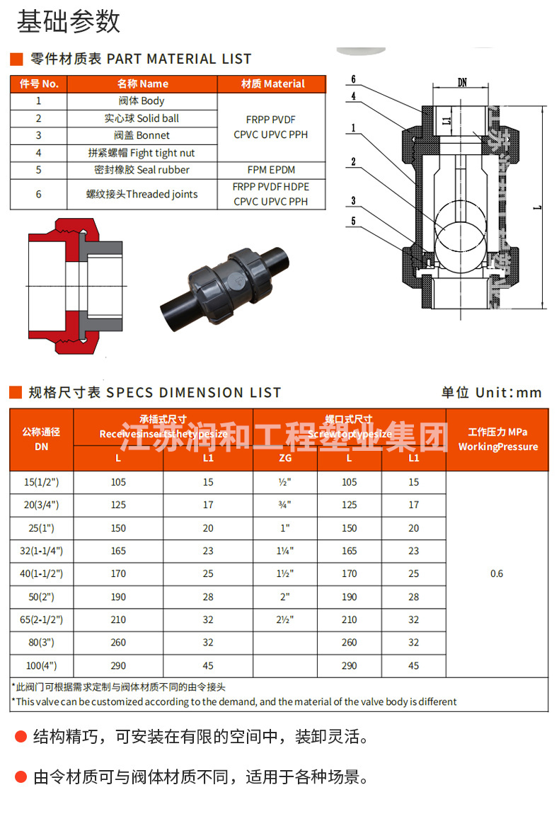 β晶型PPH由令法兰止回阀H61F-10S-均聚聚丙烯 · 配图 1