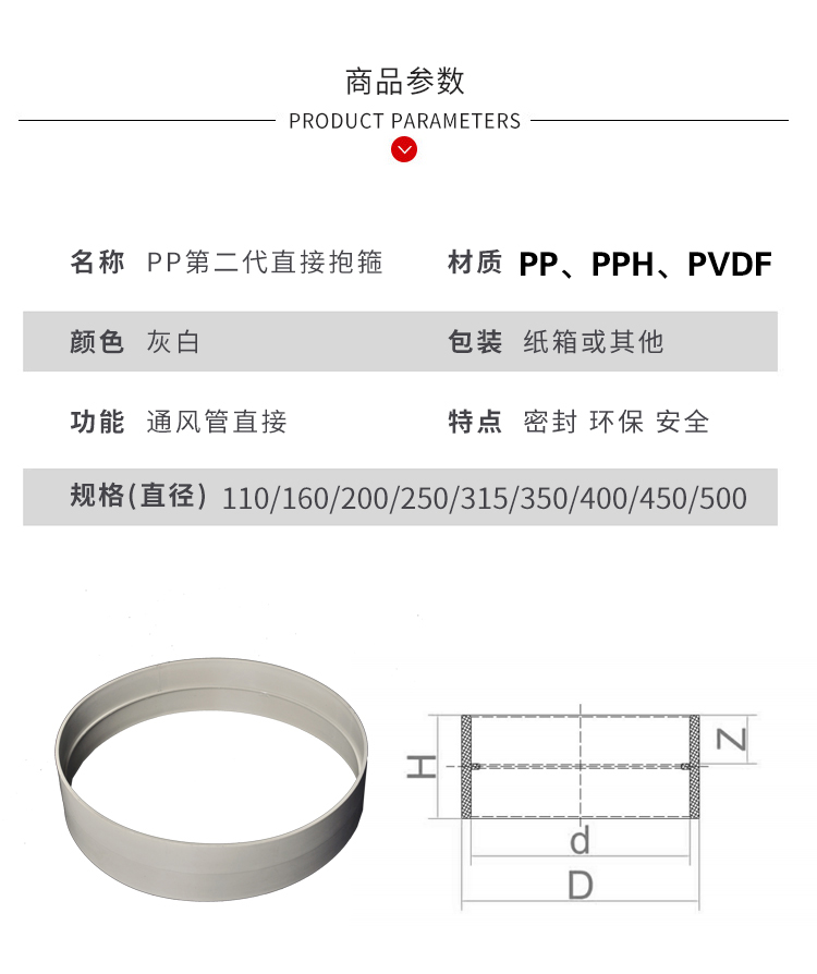 β晶型PPH直接套环加强筋风管承插焊接DN15-DN2000 · 配图 7